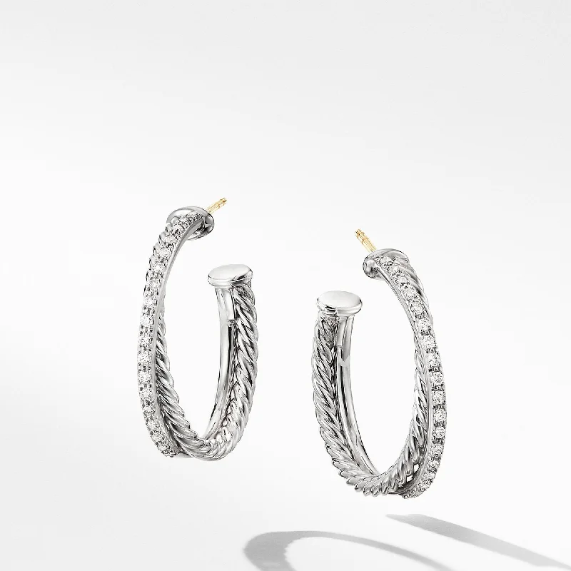 The Crossover Collection® Medium Hoop Earrings with Diamonds