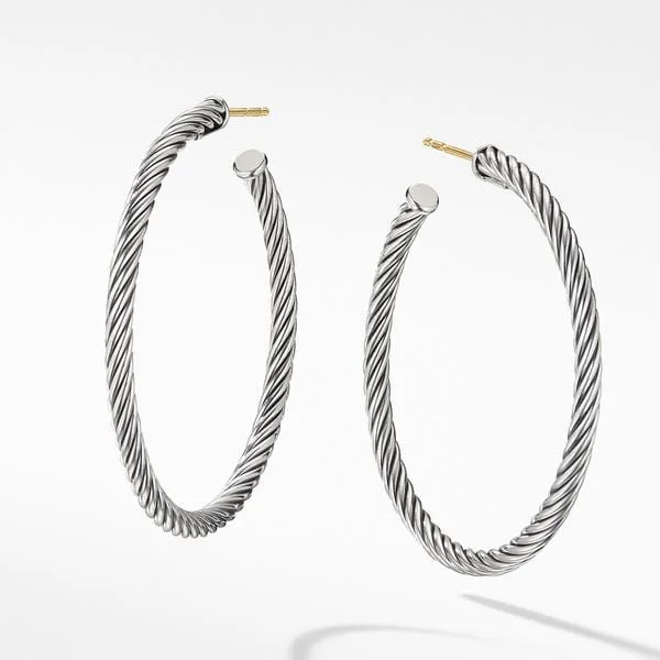 Medium Cable Hoop Earrings