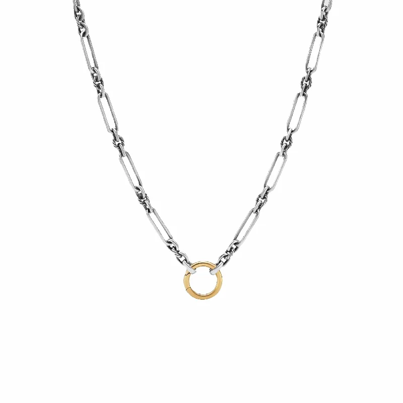 Lexington Chain Necklace in Sterling Silver with 18K Yellow Gold, 4.5mm