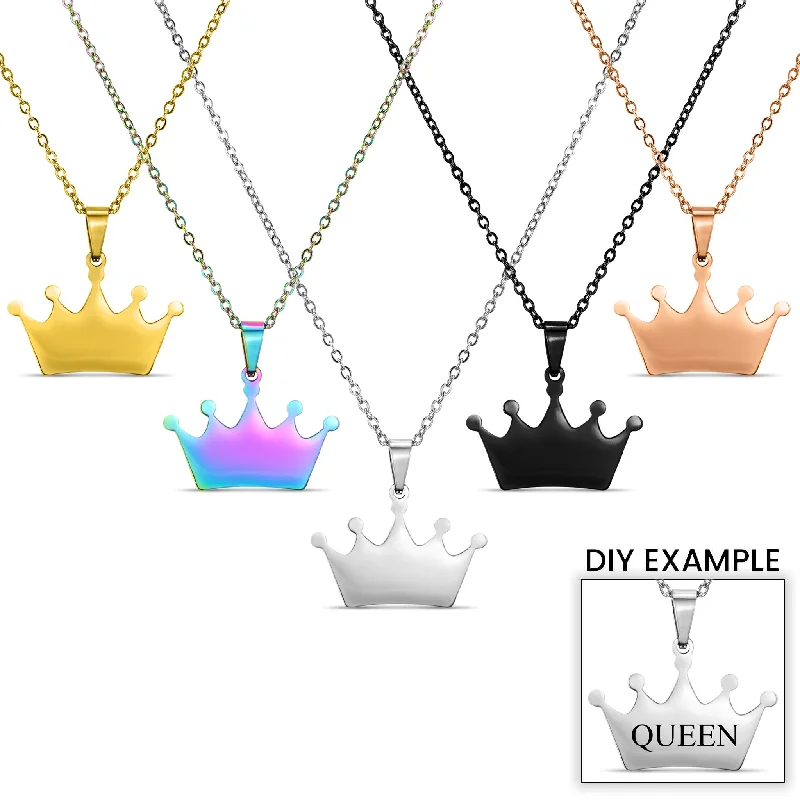 18K PVD Coated Stainless Steel Blank Crown Necklace / SBB0262