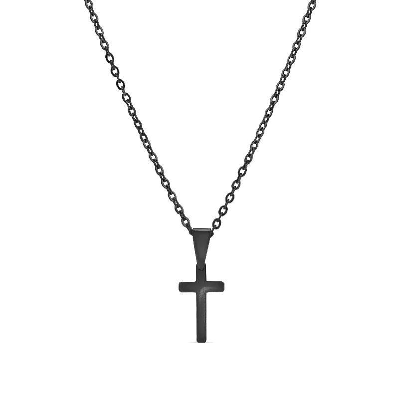 18K PVD Coated Stainless Steel Engravable Cross Pendant Necklace / SBB0286