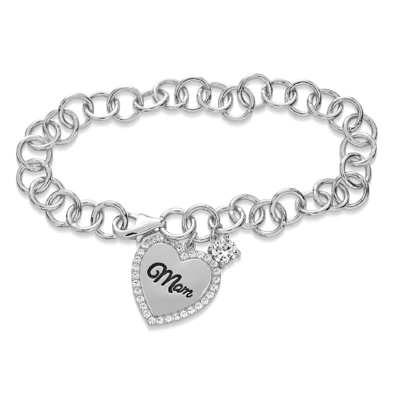 Sterling Silver and Cubic Zirconia 7.25-inch Bracelet