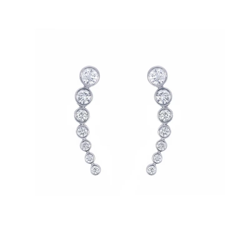 Sabel Collection White Gold Bezel Set Diamond Climber Earrings