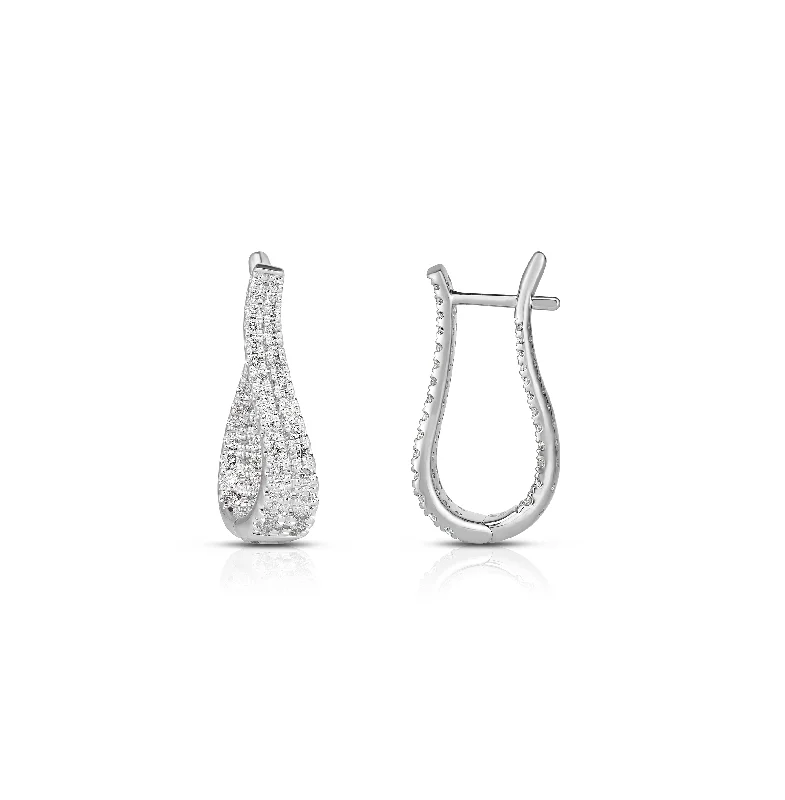 Sabel Collection White Gold Inside Out Diamond Wavy Earrings