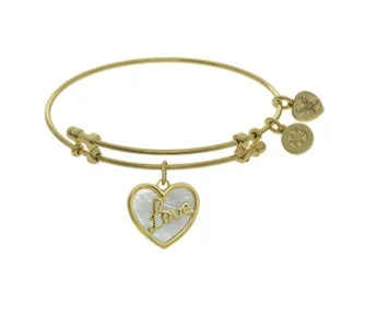 Yellow-tone Base Metal Bangle Love Bracelet