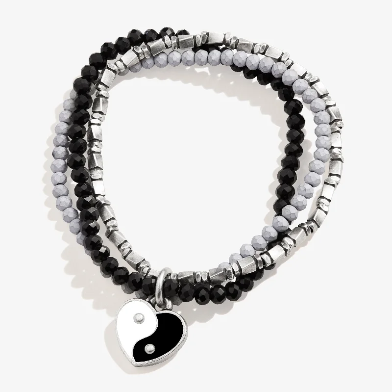 Yin Yang Heart Stretch Bracelet Trio