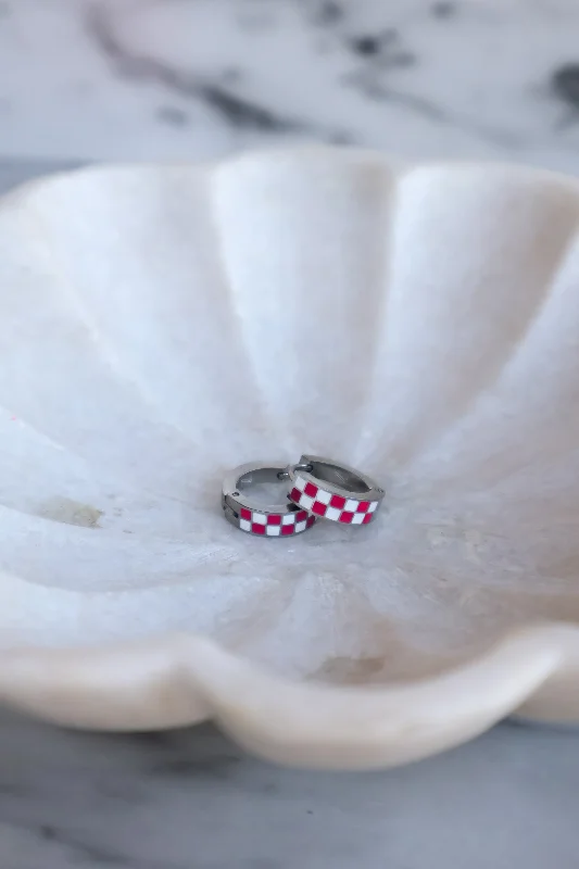 Hot Pink and White Checkered Hoops