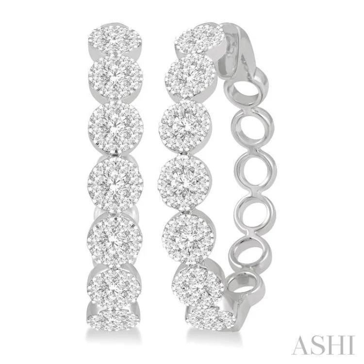 2 ctw Lovebright Round Cut Diamond Hoop Earrings in 14K White Gold