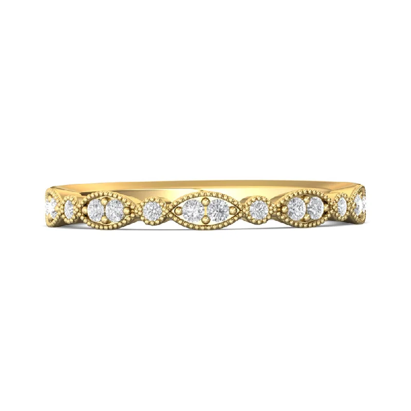 Martin Flyer 14k Round and Marquise Bead Set Wedding Band