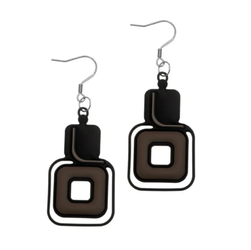 Pythagoras Earrings, Black & Grey