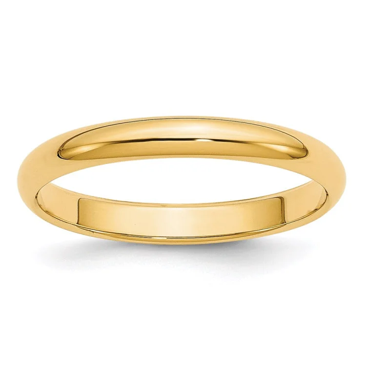 14k Yellow Gold 3mm Half-Round Wedding Band Size 7