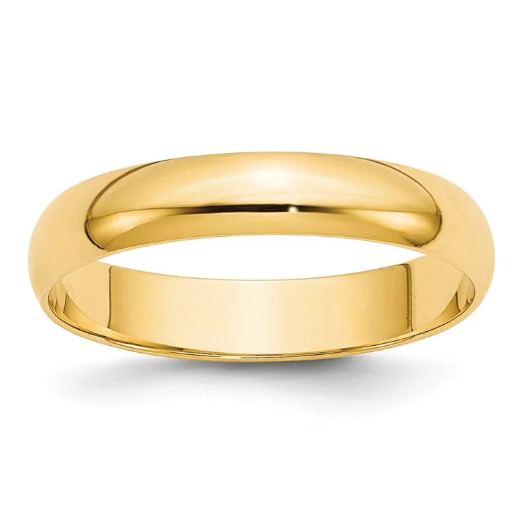 14k Yellow Gold 4mm Lightweight Half Round Wedding Band Size 12