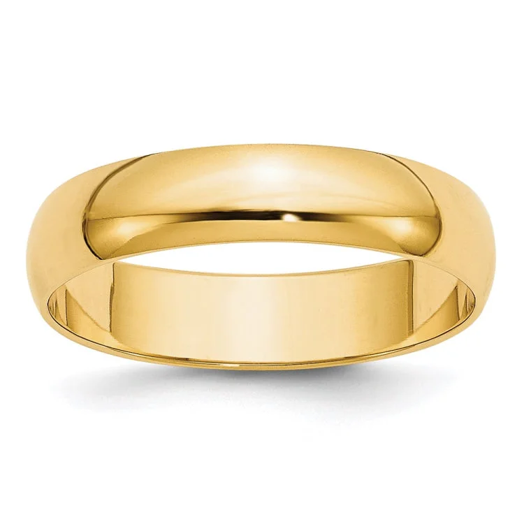 14k Yellow Gold 5mm Lightweight Half Round Wedding Band Size 9