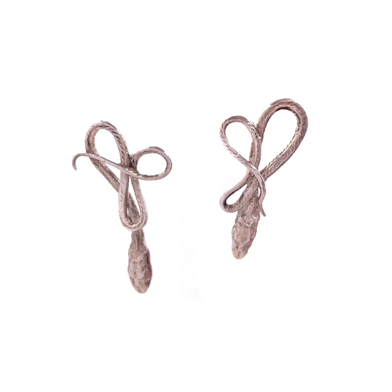 Serpentine Earrings, Silver, Small