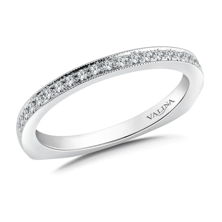 True fit matching diamond wedding band and a beautiful reminder of that special day for years to come.