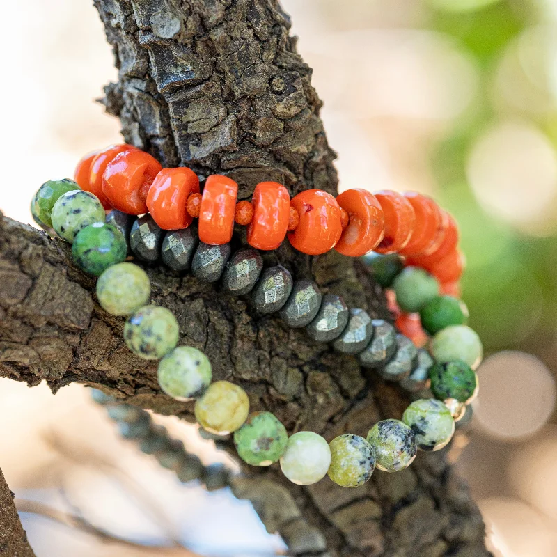 ally + ash “carrot cake ” boho beaded bracelet 3 stack