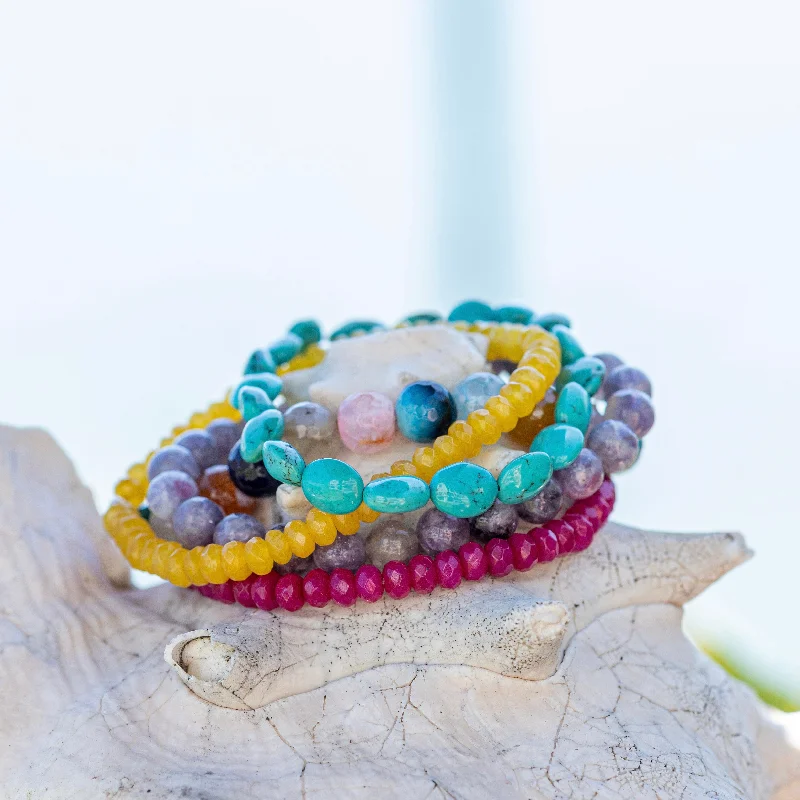 ally + ash “eat the rainbow ” boho beaded bracelet 5 stack