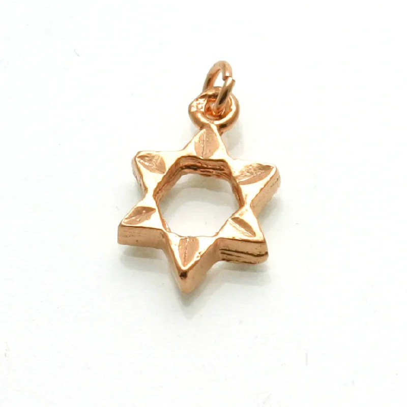 14k Rose Gold Jewish Star of David Small Pendant Thick