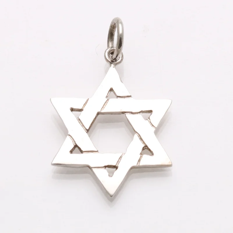 14k White Gold Classic Woven Star of David Pendant Solid