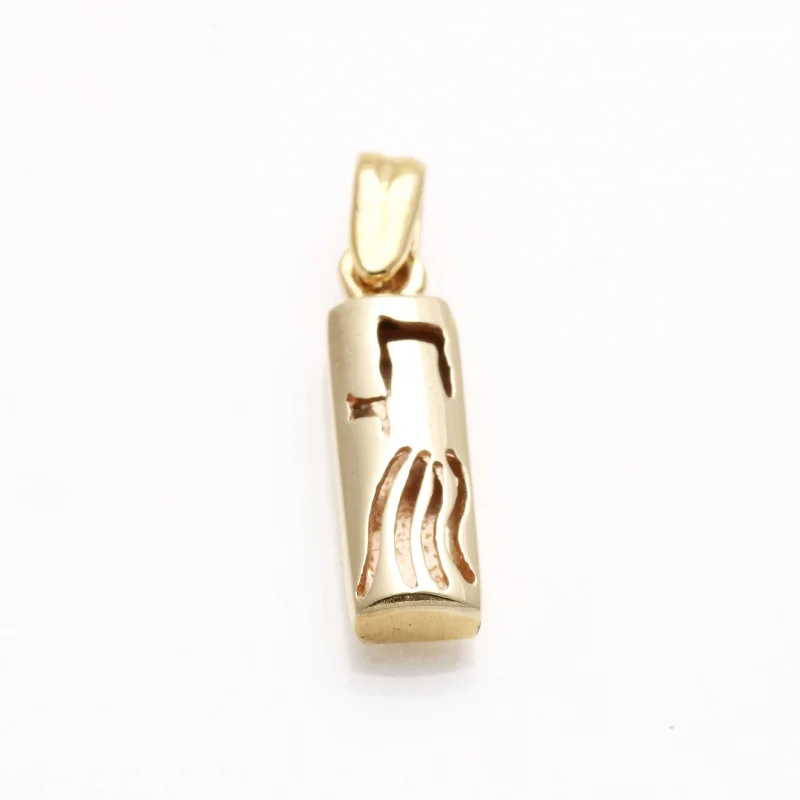 14k yellow gold Mezuzah Chai Pendant Small