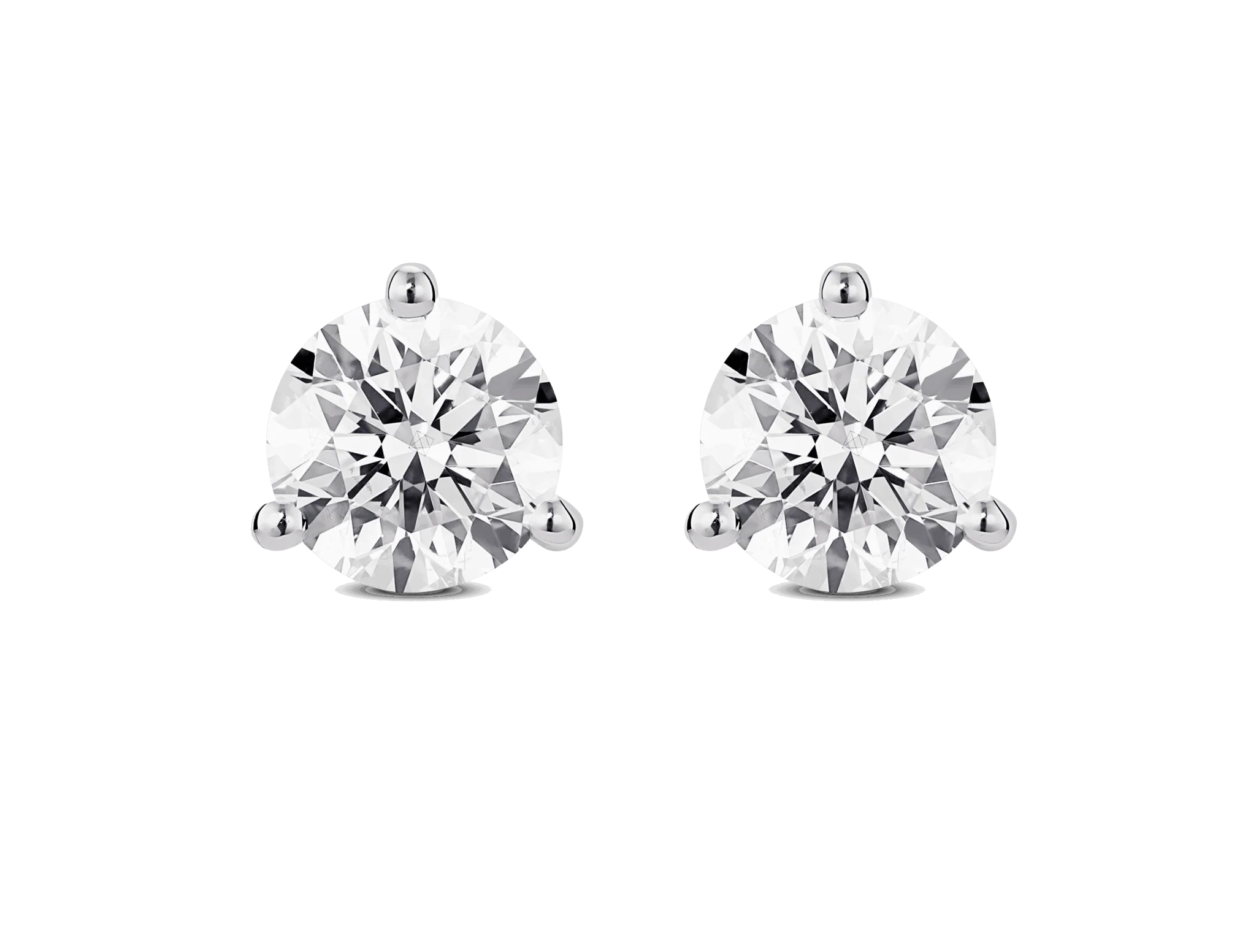 LIGHTBOX Lab-Grown Diamond 2 CT Round Solitaire Earrings with White Diamond