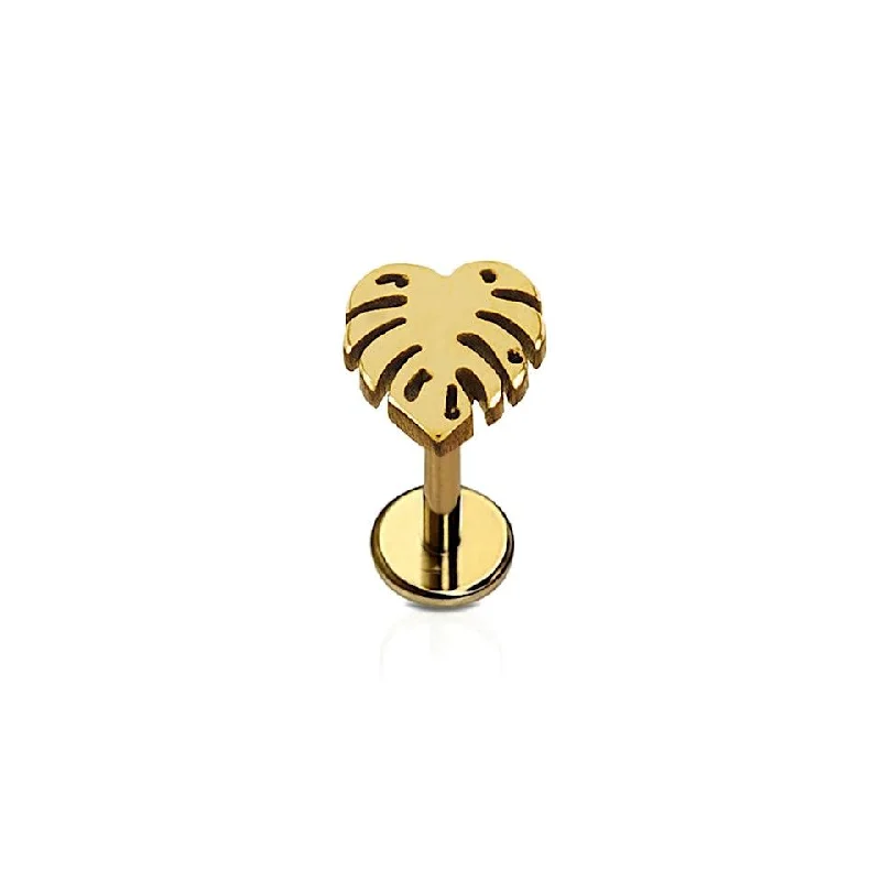 Monstera Leaf Flat Back Stud