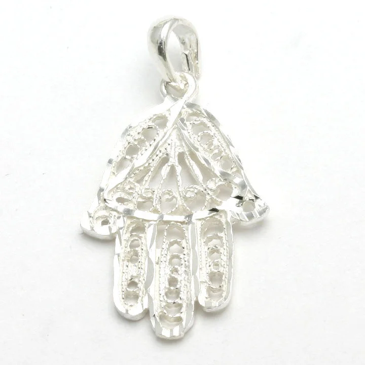 Sterling Silver Hamsa Filigree Pendant