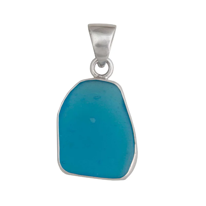 Sterling Silver Aqua Recycled Glass Pendant